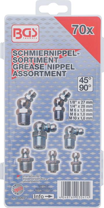 Produktbild BGS Schmiernippel-Sortiment metrisch/Zollgrössen 70-tlg.