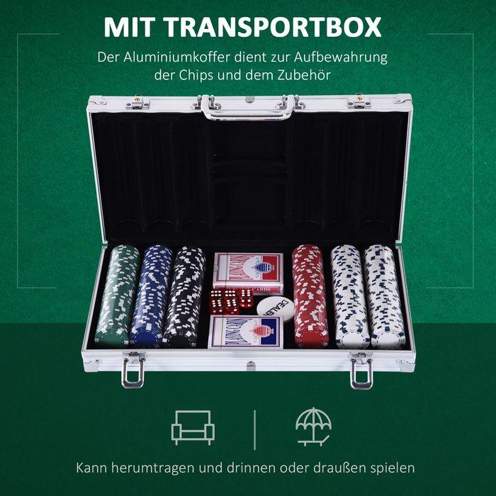 Produktbild Swisshandel24 Pokerkoffer Pokerset 300 Pokerchips 2xKartenspiel 5xWürfel 1xAlukoffer Poker Set Jetons Koffer Alu+