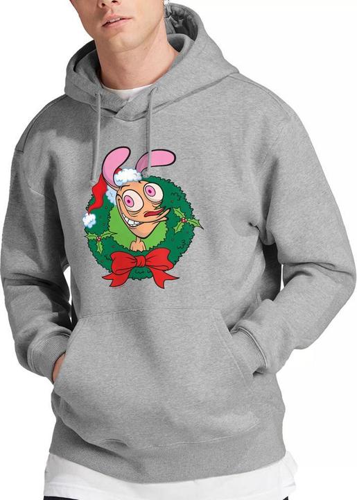 Immagine prodotto Ren & Stimpy Felpa con Cappuccio Natale Corona di Fiori Uomo (S)