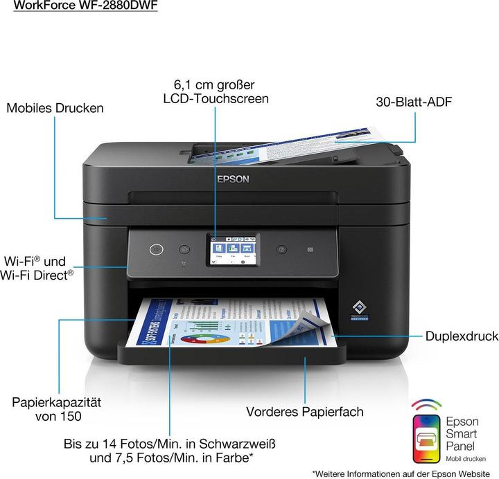 Actual product image Epson WorkForce WF-2880DWF (Ink, Colour)