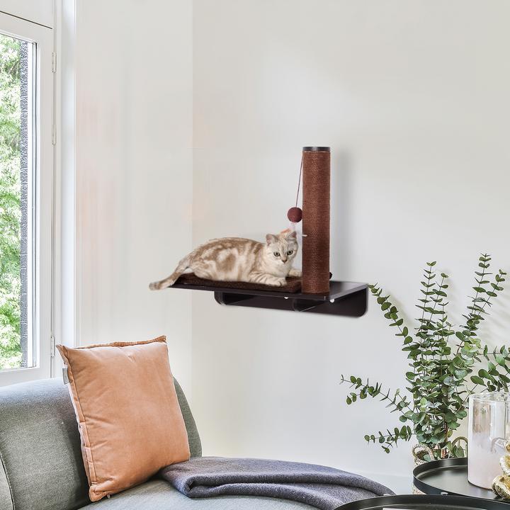 Produktbild PawHut Kratzbaum für Wandmontage (50 cm, Braun)
