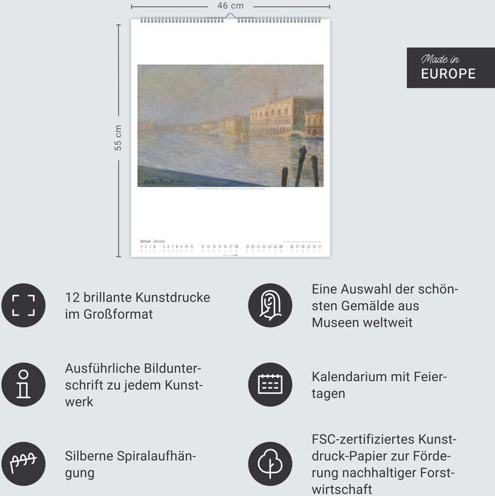 Produktbild Claude Monet Kalender 2026 (46 x 55 cm, Deutsch, Englisch)