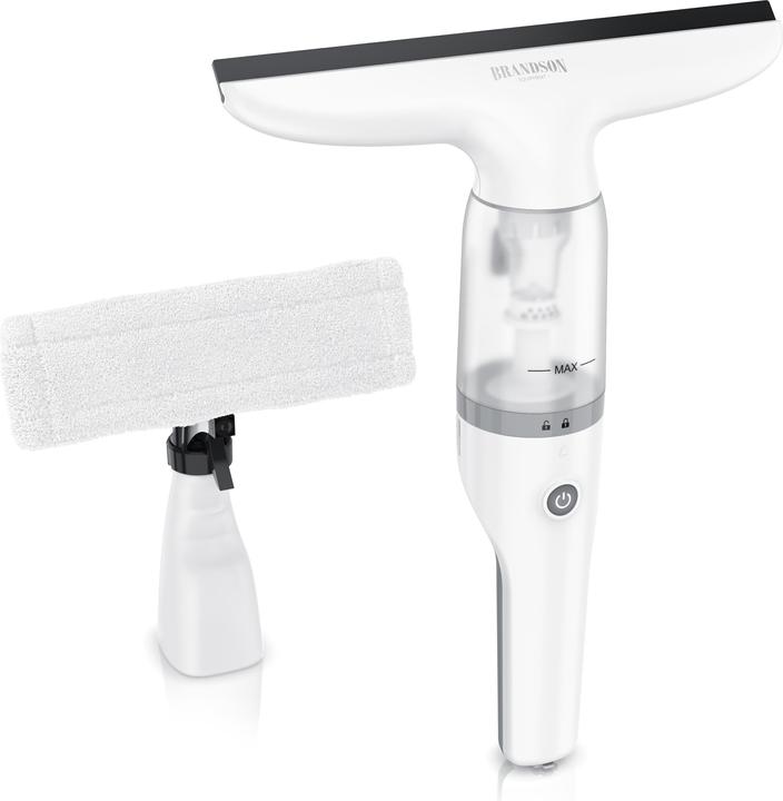 Brandson Akku Fenstersauger, Fensterreiniger mit Sprühflasche & Wischbezug, für Duschkabine, Spiegel, 2200mAh