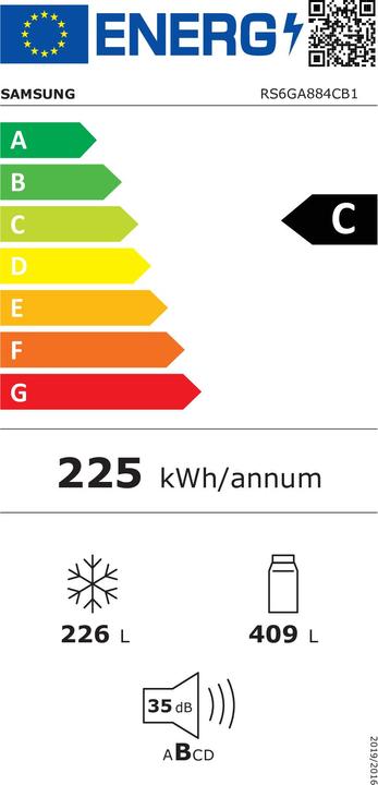 Energie-Label Samsung Sams SideB RS6GA884CB1/EG C bk (635 l)
