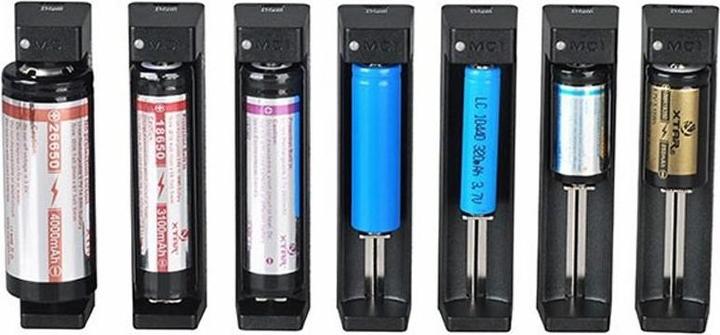 Actual product image AccuCell 18650 Li-ion Akku und 1-Schacht USB-Schnellladegerät mit bis zu 1Ah Ladestrom (1 pcs., 18650, 1000 mAh, Battery + charger)
