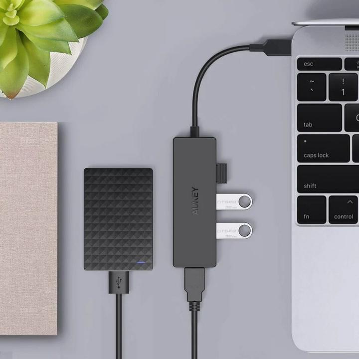 Image du produit Aukey CB-C64 Concentrateur d'interface Noir Gris (USB-C, 4 Ports)