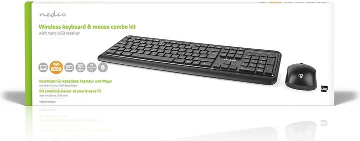 Image du produit Nedis KBMCW100BKDE Kit souris et clavier sans fil Connexion souris et clavier : USB 800 / 1200 / 160 (DE, Sans fil, Filaire)