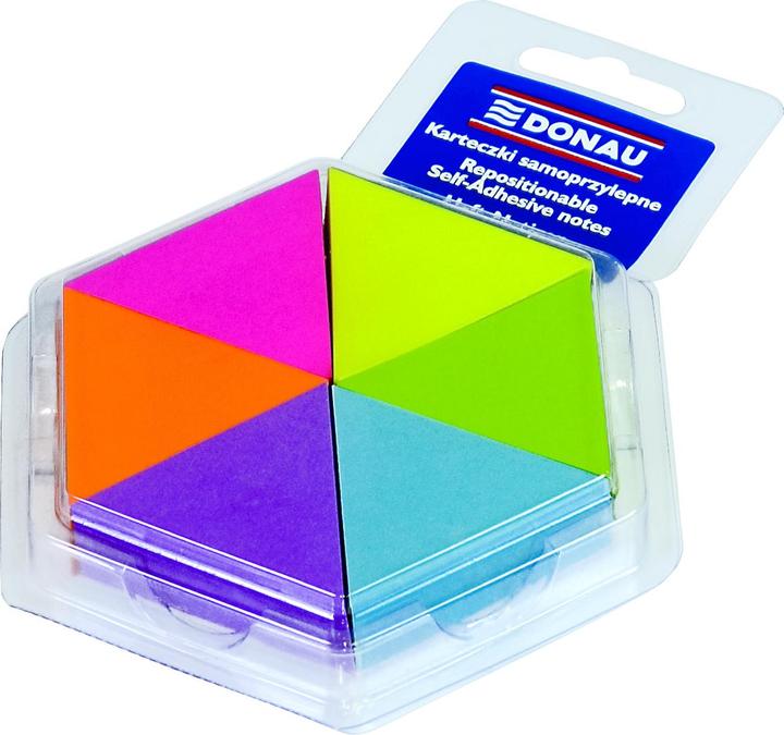 Donau Klebeblock, dreieckiges Notizbuch, 43x50mm, 6x150 Karten, Neon (5901498044239)