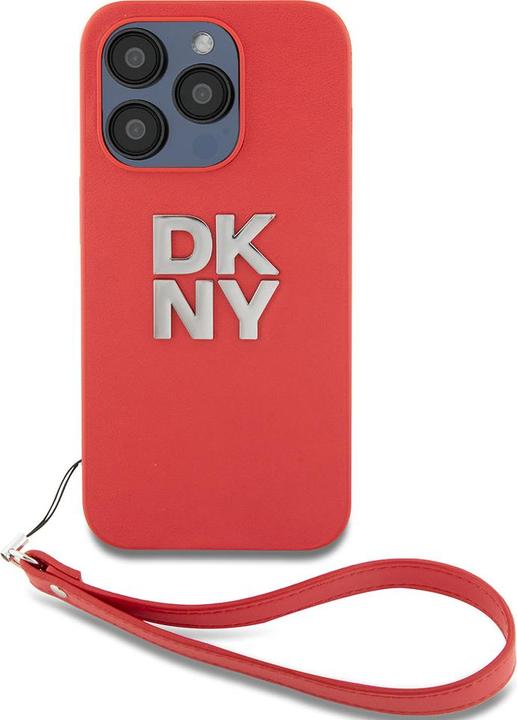 Produktbild DKNY PU Leather Stack Logo Wrist Strap Case for iPhone 14 Pro Red (Apple iPhone 14 Pro)