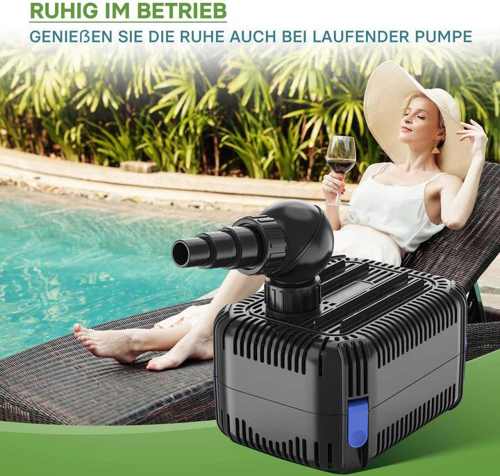 Produktbild SunSun CDF-3800 Teichpumpe 3600 l/h / 20W 24V DC Gartenteichpumpe Bachlaufpumpe