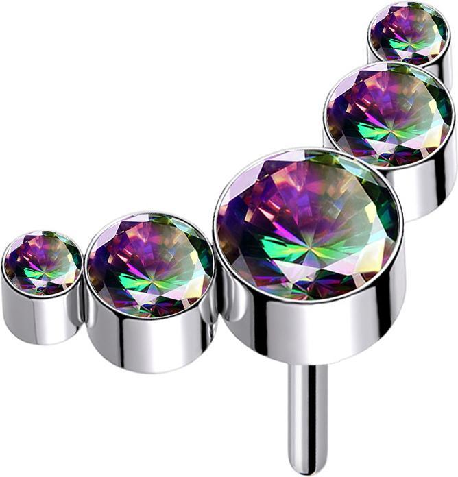 Immagine prodotto Star Piercing Threadless argento cinque cristalli scuro multicolore (Titanio G23, senza ottone)