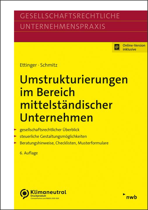 Actual product image Umstrukturierungen im Bereich mittelständischer Unternehmen (German, Markus Schmitz, Jochen Ettinger, 2022)