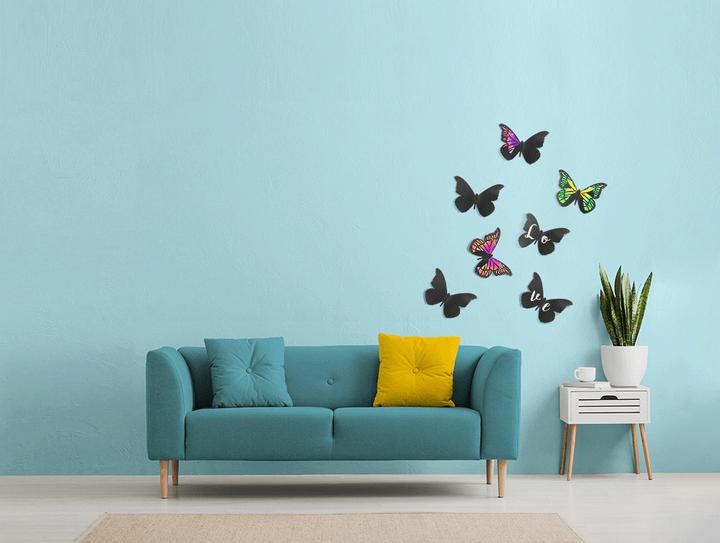 Produktbild Securit 3D-Wand-Kreidetafeln "BUTTERFLY", schwarz inklusive Montagematerial und Kreidemarker