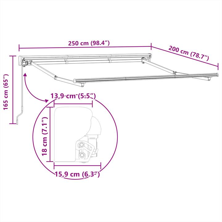 Produktbild VidaXL Semi-Cassette Sonnenschutzrahmen manuell aus Metall (202 cm)