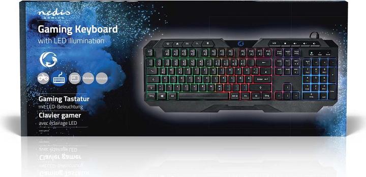 Image du produit Nedis Clavier de jeu filaire | USB Type-A | Touches à membrane | LED | QWERTY | DE-Layout | Longueur du (DE, Filaire)
