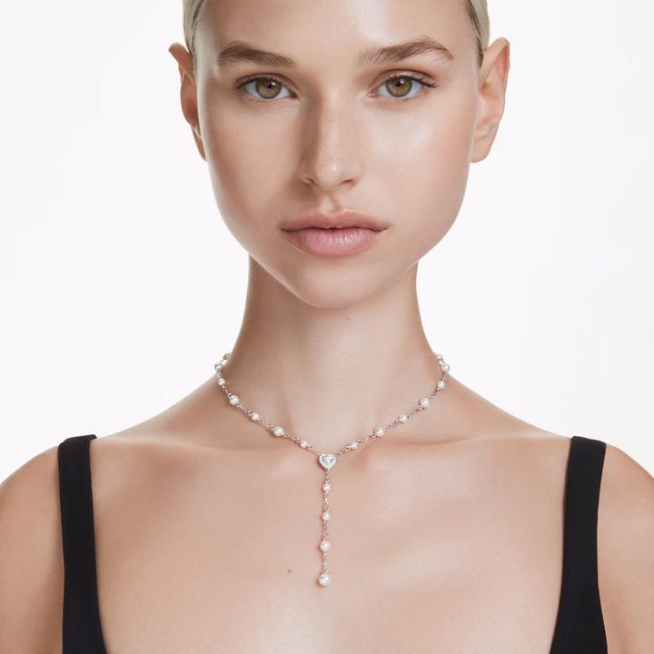 Immagine prodotto Swarovski x Ariana Grande Y Halskette Kristallperle Verschiedene Schliffe Herz Weiss Rhodiniert (Metallo Swarovski)