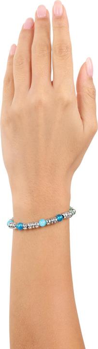 Immagine prodotto S.Oliver Armschmuck für Damen, Edelstahl, Chalzedon, Katzenauge, Steel Beads (17 cm, Acciaio inossidabile)