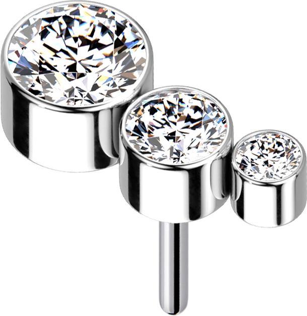 Star Piercing Threadless silber absteigend drei Kristalle silber (ohne Messing, Titan G23)
