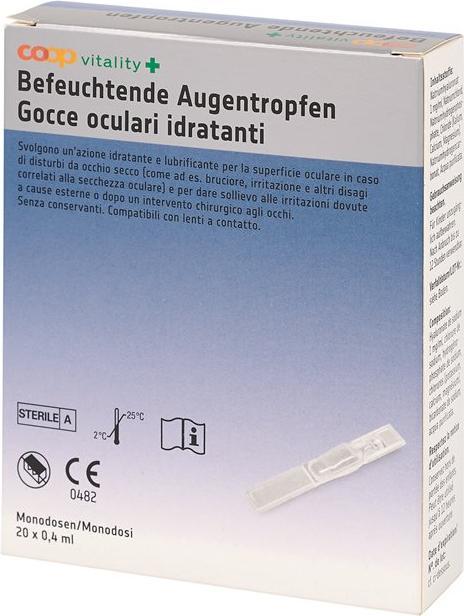 Produktbild Coop Vitality befeuchtende Augentropfen 20 Monodos 0.4 ml (0.40 ml, 1 x 0.4 ml befeuchtende Augentropfen)