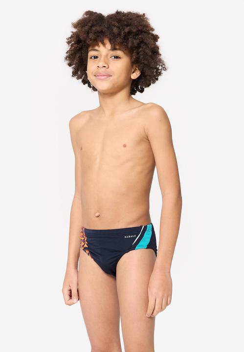 Actual product image Nabaiji Badehose Slip Jungen - 900 Yoke blau/orange (128)