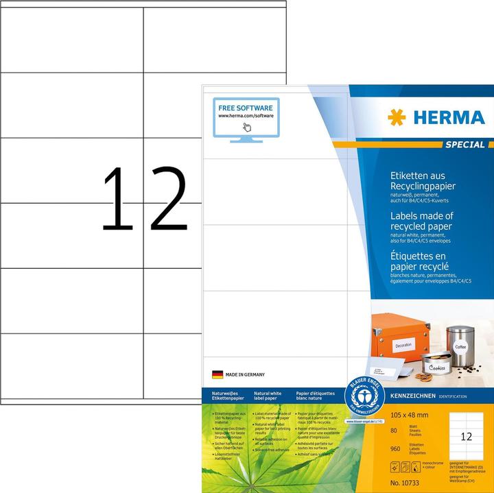 Produktbild HERMA Recycling Etiketten A4