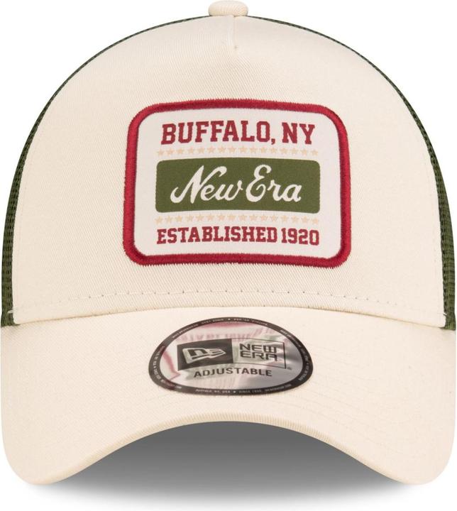 Actual product image New Era Adjustable A-Frame Trucker Cap - RETRO PATCH beige