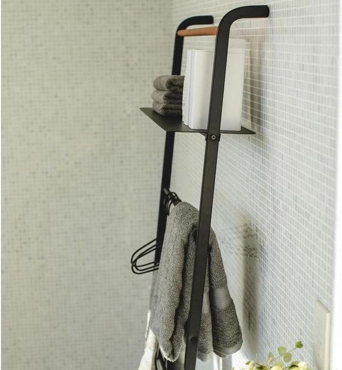 Actual product image Yamazaki Leaning clothes ladder with TOWER shelf