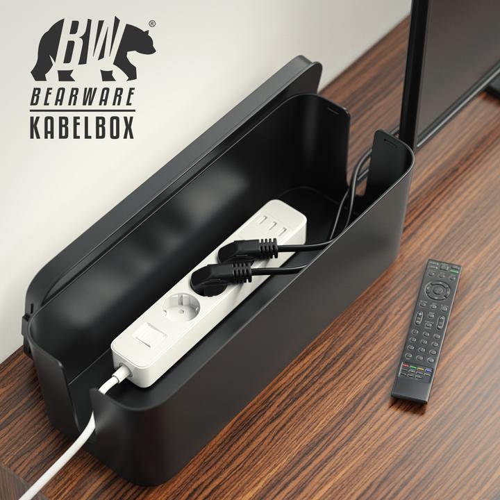 Actual product image Bearware 2x cable box, cable box with rubber feet, cable organiser, charging box, cable organiser, cable