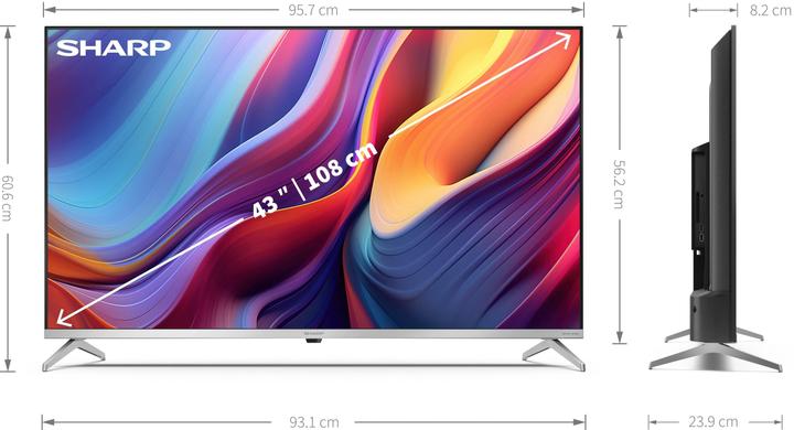 Actual product image Sharp TV QLED GOOGLE TV, 43 INCH, resolution: 3840 (43", QLED, 4K)