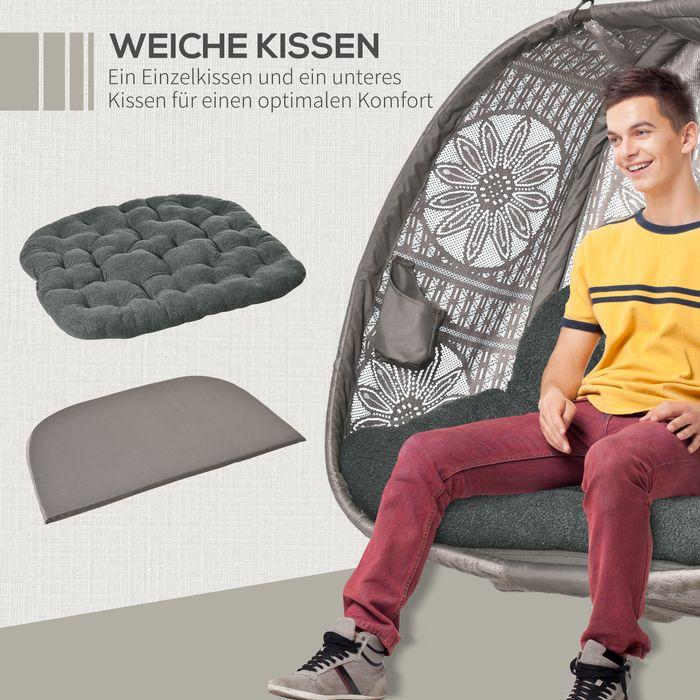 Produktbild Swisshandel24 Hängesessel für 2 Personen mit Gestell, mit Kissen, Blumen-Strickstoff, Stahl (240 kg)