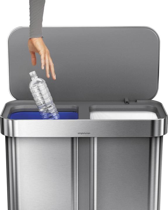 Produktbild Simplehuman Abfalleimer Doppelkammer 58 l, Silber gebürstet (58 l)