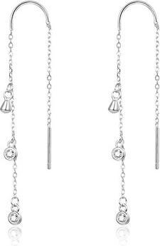 Beneto Long silver earrings with zircons AGUV1964 (L)