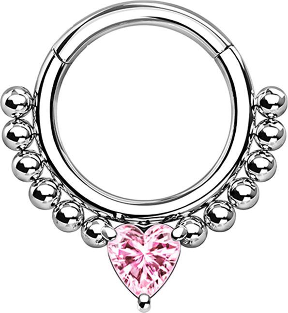 Immagine prodotto Star Piercing Anello a micro segmenti pieghevole con palline d'argento e scatola a cuore rosa (Acciaio chirurgico 316L, senza ottone)