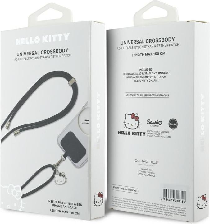 Actual product image Hello Kitty Crossbody Strap Cord Head Charm - black