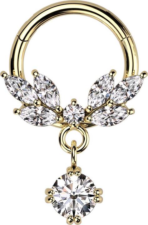 Immagine prodotto Star Piercing Anello a micro segmenti con cerniera placcato oro ciondolo a forma di vite in cristallo argento (Acciaio chirurgico 316L, Ottone)