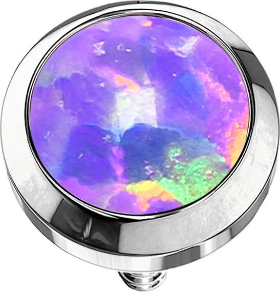Star Piercing Dermal Anchor silber mit Opal violett (Titan G23, ohne Messing)