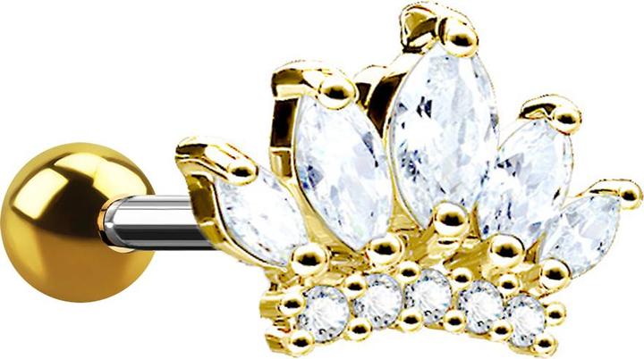 Star Piercing Micro Barbell 14k vergoldet Diadem (Chirurgenstahl 316L, Messing)
