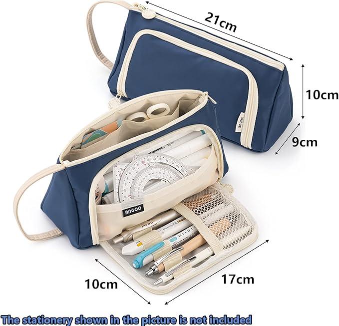 Immagine prodotto Only-Bags.Store Astuccio per matite a più scomparti - resistente in tessuto twill, organizer per penne e