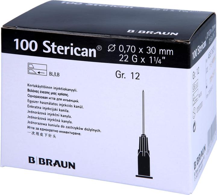 Produktbild B.Braun Nadel 22G 0.70 x 30mm schwarz Luer, 100 Stück