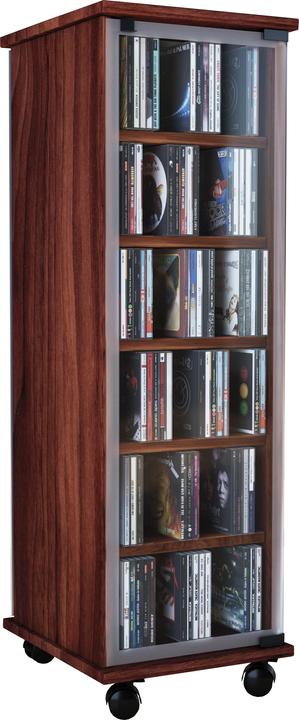 Immagine prodotto VCM Scaffale porta CD DVD in legno di Valenza con porta in vetro girevole (31 x 35 x 98 cm)