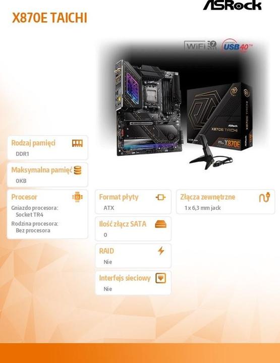 Immagine prodotto AsRock X870E Taichi AM5 (AM5, AMD X870E, E-ATX)