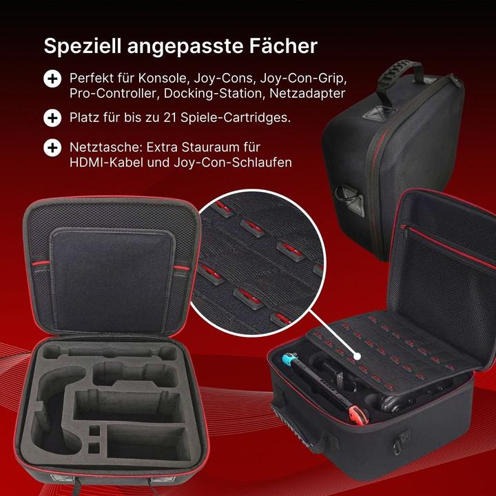 Produktbild Hermex Tragekoffer für Nintendo Switch und Zubehör Transportbox Reisekoffer Aufbewahrungskoffer (Switch, Switch Lite, Switch OLED)