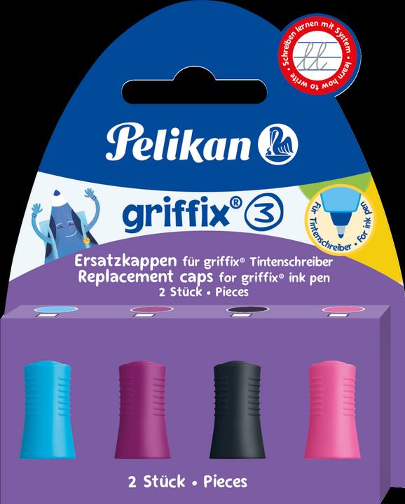 Produktbild Pelikan Ersatzkappe fr Tintenschreiber griffix, sortiert (Grün, Blau, Pink, Rot, 1 x)