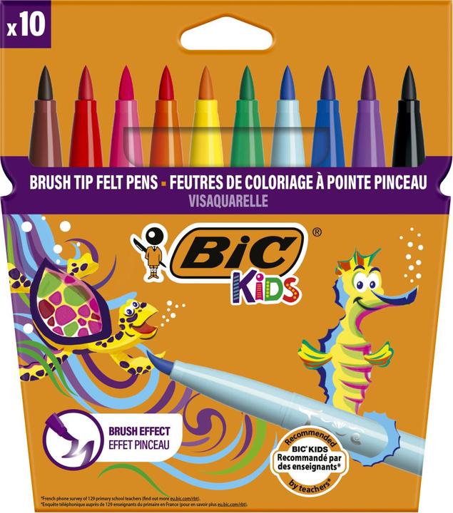 Image du produit Bic Kids Stylos à pointe de fibre Visaquarelle (Multicolore, 10 x)