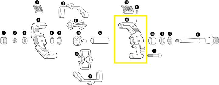 Actual product image Crankbrothers pedal body mallet e 11 inner left matte blk/gold