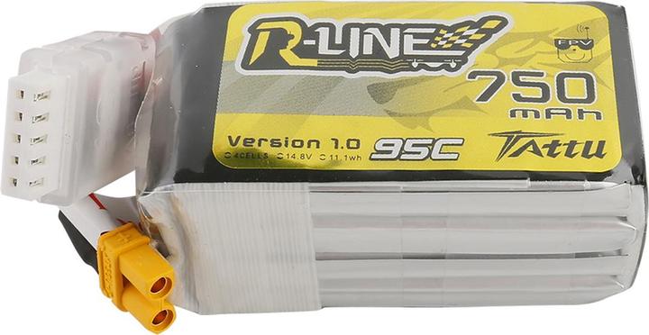 Produktbild Tattu R-Line 750mAh 14.8V 95C 4S1P JST-XHR Battery (14.80 V, 750 mAh)