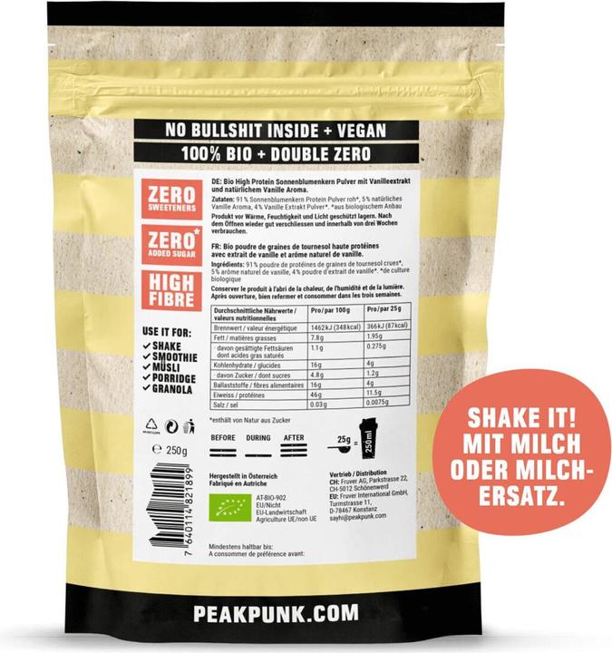 Produktbild Peak Punk Bio Protein Shake (Vanille, 1 Stk., 250 g)