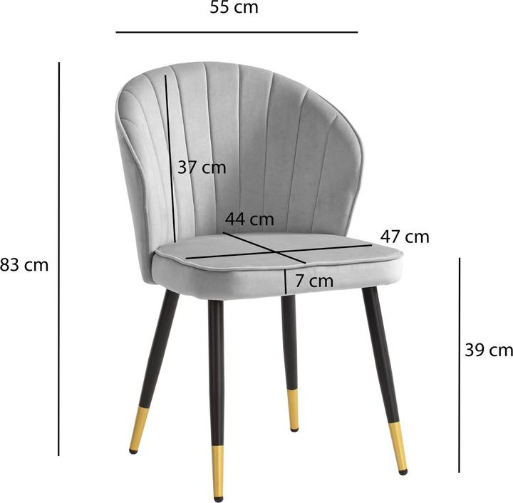 Produktbild FineBuy Esszimmerstuhl Küchenstuhl 2er Set Samt Stuhl Skandinavisch Schalenstuhl