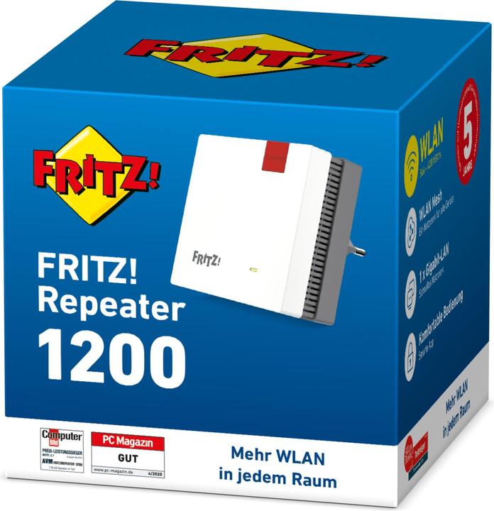 Actual product image AVM FRITZ! repeater 1200 WLAN mesh (866 Mbit/s, 400 Mbit/s)