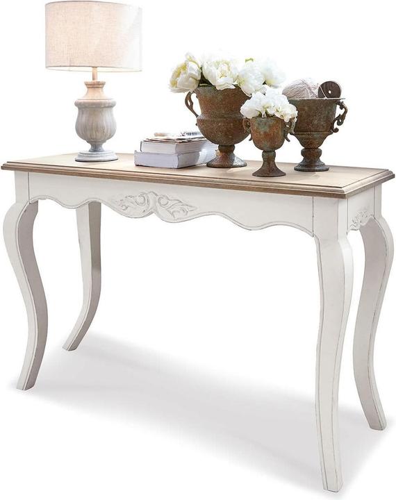 Loberon Konsole Bellerose antikweiss/braun (78 x 120 x 40 cm)